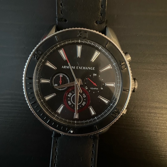 Armani Exchange. Black And Stainless Steel. Leather Band. - Picture 3 of 4